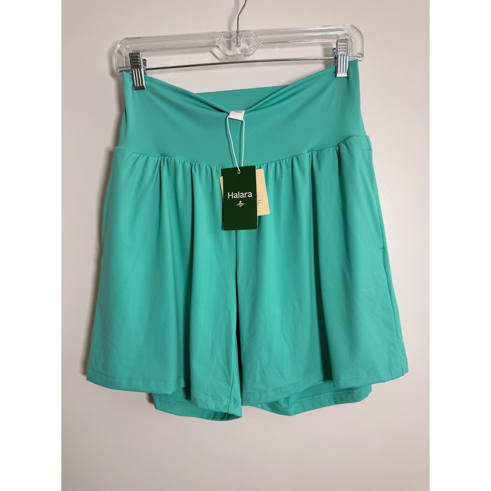 Halara Flowy Skort Shorts Women Large Teal NWT High Waisted Activewear Pockets